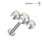 Piercing do brady - PUSH IN labreta TITAN, farba: dúhová