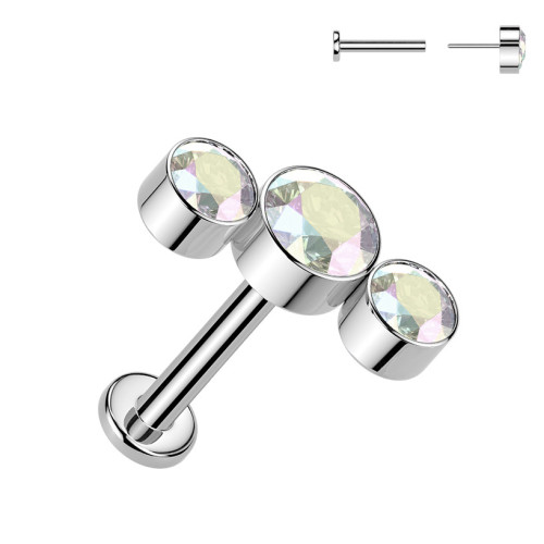 Piercing do brady - PUSH IN labreta TITAN, farba: dúhová