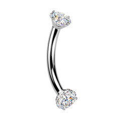 Luxusný piercing do obočia s Moissanity 2 x 0.11 ct, TITAN