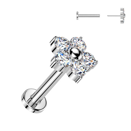 Piercing do brady kvietka - PUSH IN labreta TITAN