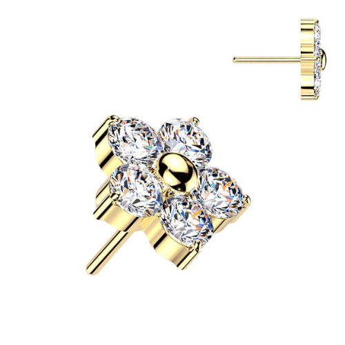 Pozlátená ozdobná časť k PUSH IN piercingu TITAN