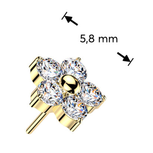 Pozlátená ozdobná časť k PUSH IN piercingu TITAN