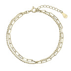 Pozlátený náramok dvojitá retiazka guličky a oválky