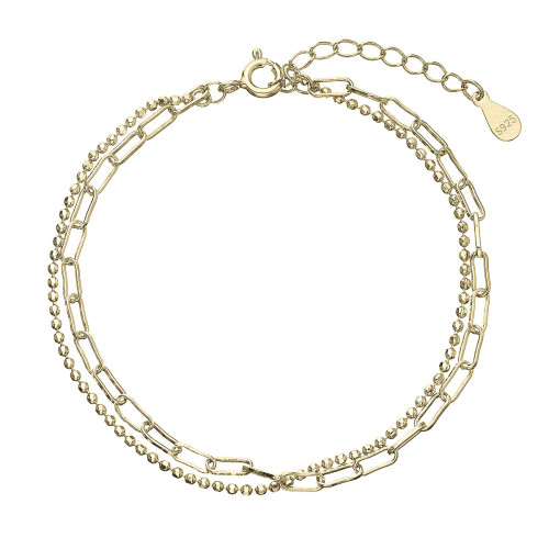 Pozlátený náramok dvojitá retiazka guličky a oválky