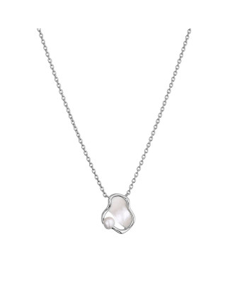 Pozlátený náhrdelník nepravidelného tvaru s riečnou perlou