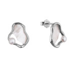 Strieborné náušnice nepravidelného tvaru s riečnou perlou