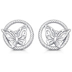 Strieborné náušnice s motýľom