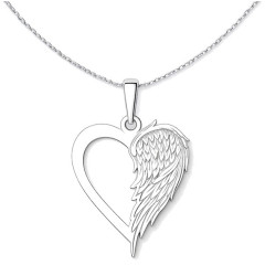 Strieborný prívesok srdca s krídlom