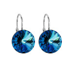 Strieborné náušnice s kryštálmi Crystals from Swarovski® Bermuda Blue
