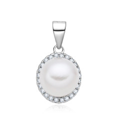 Strieborný prívesok s perlou a zirkónmi