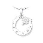 Strieborný prívesok podkova so štvorlístkom