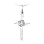 Strieborný prívesok kríž s ornamentom
