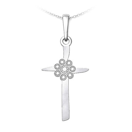 Strieborný prívesok kríž s ornamentom