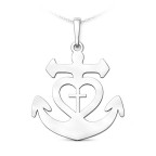 Strieborný prívesok kotva, srdce, kríž