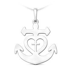 Strieborný prívesok kotva, srdce, kríž
