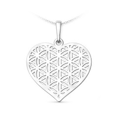 Strieborný prívesok srdca Kvet života