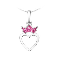 Strieborný prívesok srdca s korunkou