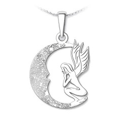 Strieborný prívesok víla na mesiaci