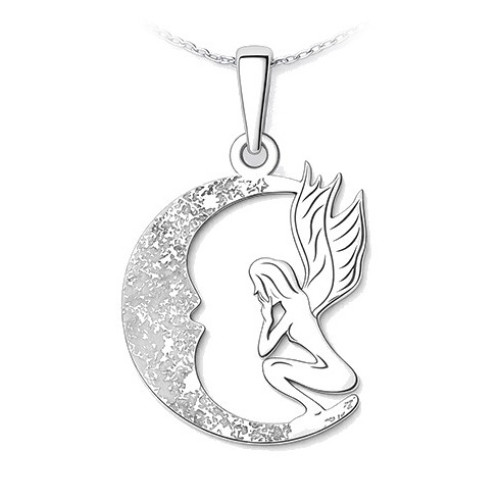 Strieborný prívesok víla na mesiaci