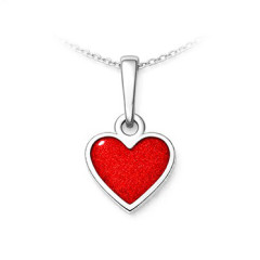 Strieborný prívesok srdce červené trblietky