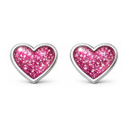 Strieborné náušnice srdce trblietky vínovej