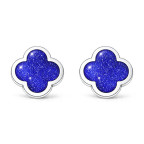 Strieborné náušnice modrý štvorlístok