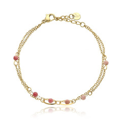 Nerezový minerálny náramok prírodný Rodonit