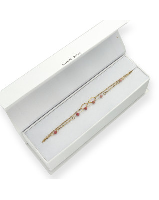 Nerezový minerálny náramok prírodný Rodonit