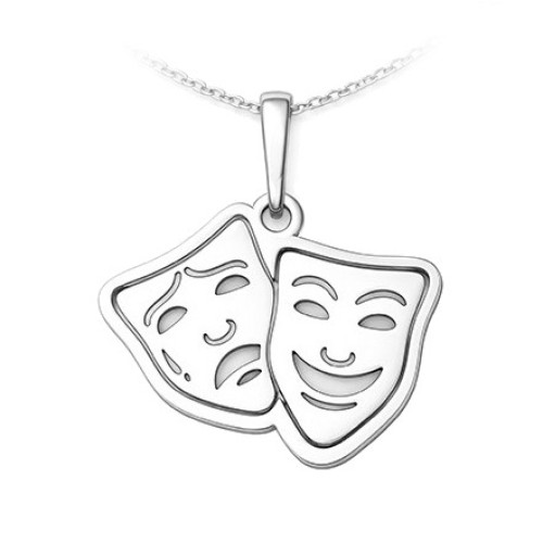 Strieborný prívesok divadelnej masky