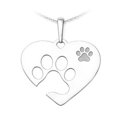 Strieborný prívesok srdca s odtlačkom labky