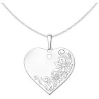 Strieborný prívesok srdca s kvetinovým motívom