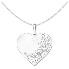 Strieborný prívesok srdca s kvetinovým motívom