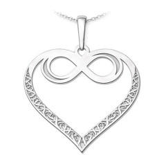Strieborný prívesok srdca s nekonečnom