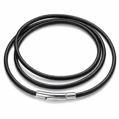 Kožený náhrdelník - oceľový uzáver, hr. 3 mm