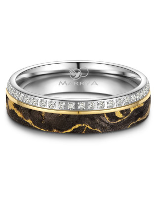 Dámsky snubný prsteň chirurgická oceľ + karbón