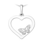Strieborný prívesok srdca s motýľom