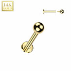 Zlatý piercing do brady - labreta 1,2 x 8 mm, Au 585/1000