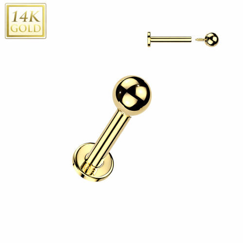 Zlatý piercing do brady - labreta 1,2 x 8 mm, Au 585/1000