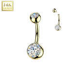 Zlatý piercing do pupku banánik, Au 585/1000